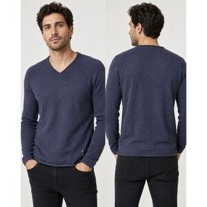 Armani Exchange AX Mens Heather Navy Blue V-Neck Raglan Long Sleeve Sweater